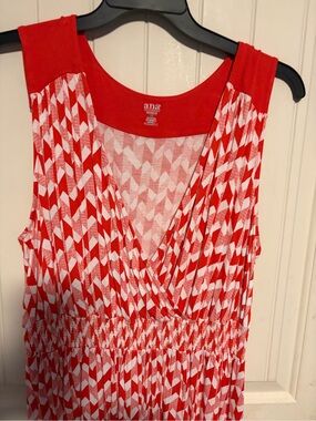 a.n.a Red and White Sleeveless Maxi Dress